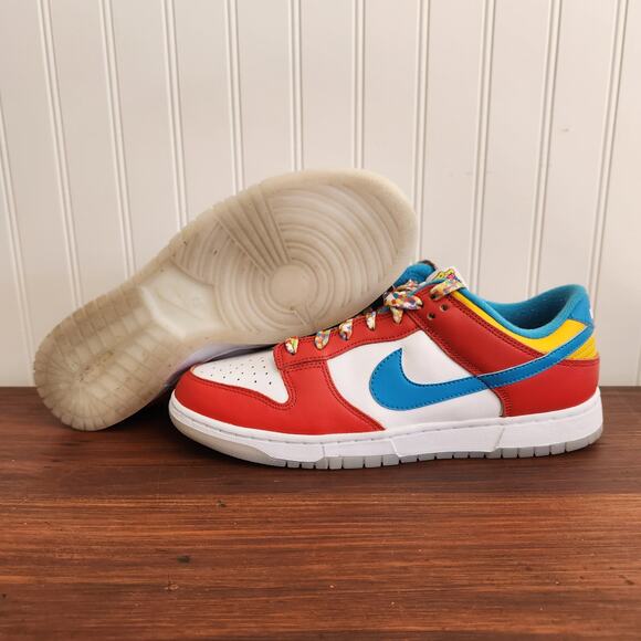 Nike Size 9M/10.5W Low Dunk‎ Fruity Pebbles Red/Blue/Yellow Pre-owned Good Clean - Picture 11 of 15
